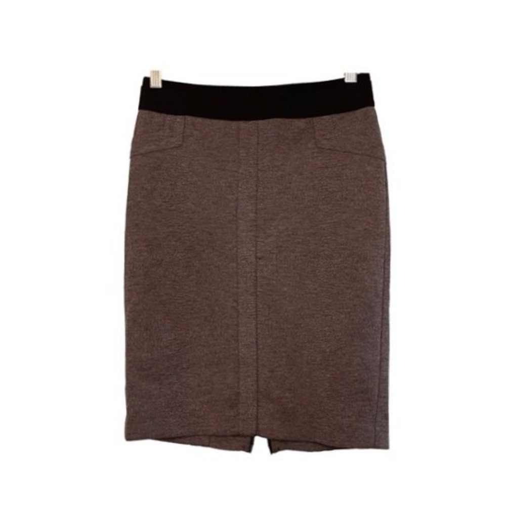 BCBG MaxAzria Pencil Skirt Gray Black Stretch Knit Mini Zipper Detail XS‎